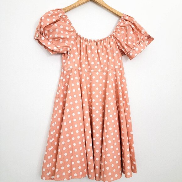 Carolina Constas Dina Mini Dress in Blush White Polka Dot Medium NWT - Picture 5 of 7